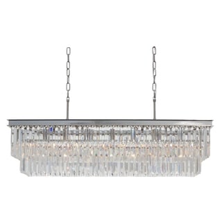 D'Angelo 40 Inch Clear Glass Crystal Prism Chandelier - N/A (Nickel) - Chandeliers For Bedrooms by Overstock.com