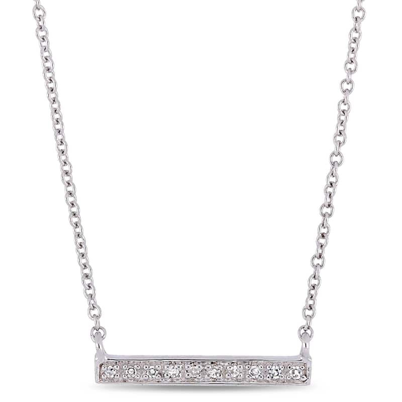 Miadora 10k White Gold Children's Diamond Station Clustered Bar Necklace