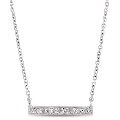 Miadora 10k White Gold Children's Diamond Station Clustered Bar Necklace