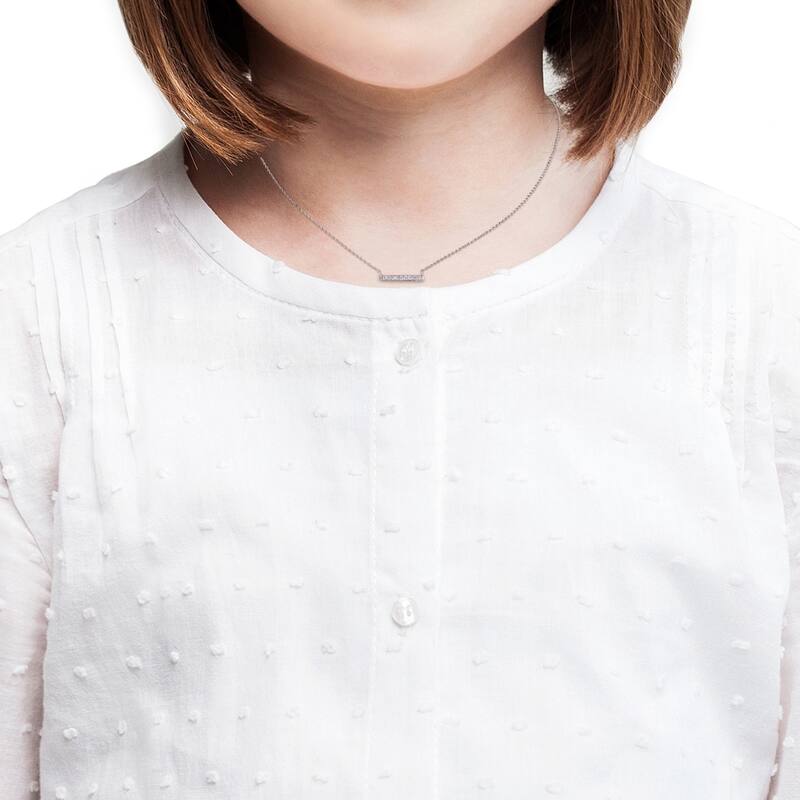 Miadora 10k White Gold Children's Diamond Station Clustered Bar Necklace