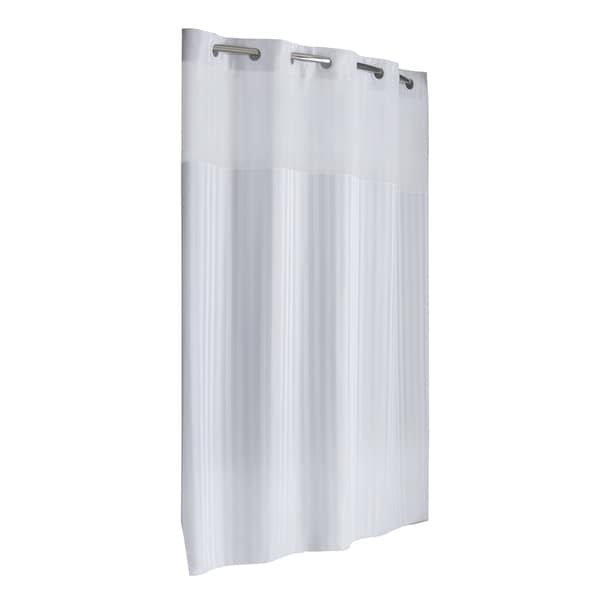 Hookless® Shower Curtain Victorian Satin Stripe White - Overstock ...