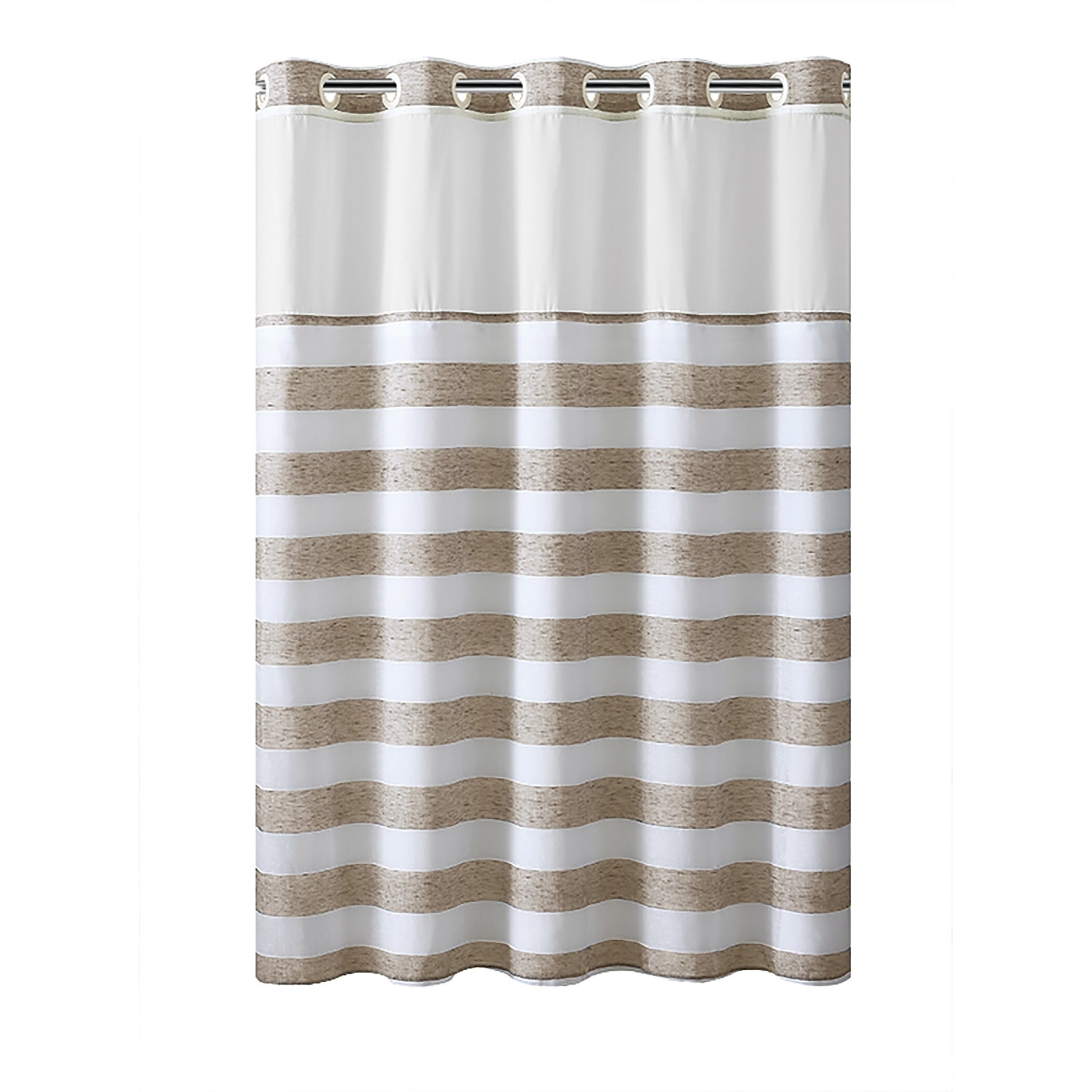 Shop Hookless Shower Curtain Yarndye Stripe Tan Free Shipping