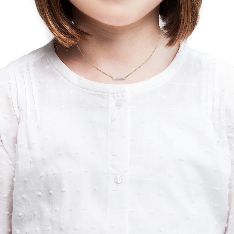 Miadora 10k Yellow Gold Diamond Children's Cluster Stationed Bar Necklace