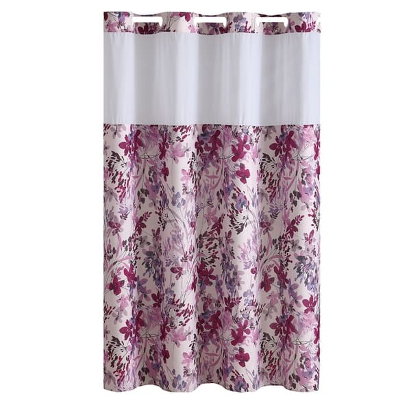 Shop Hookless Shower Curtain Water Color Floral Print Fuchsia