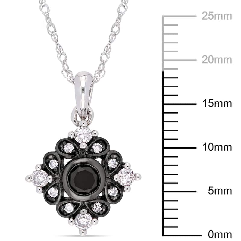 Miadora Signature Collection 2-Tone 10k White Gold with Black Rhodium 2/5ct TDW Black and White Diamond Bohemian Necklace