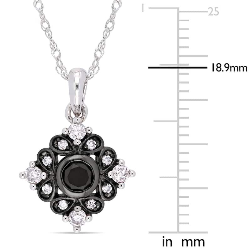 Miadora Signature Collection 2-Tone 10k White Gold with Black Rhodium 2/5ct TDW Black and White Diamond Bohemian Necklace