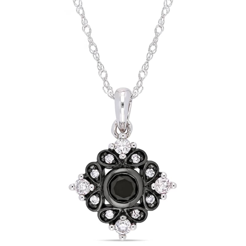 Miadora Signature Collection 2-Tone 10k White Gold with Black Rhodium 2/5ct TDW Black and White Diamond Bohemian Necklace