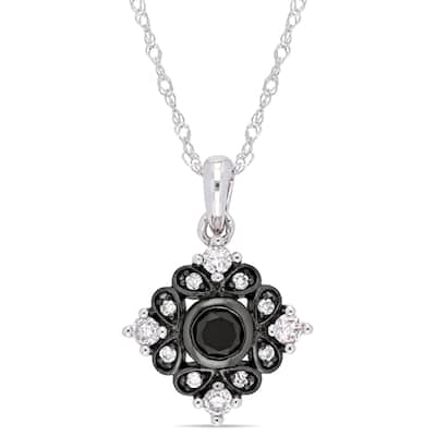 Miadora Signature Collection 2-Tone 10k White Gold with Black Rhodium 2/5ct TDW Black and White Diamond Bohemian Necklace