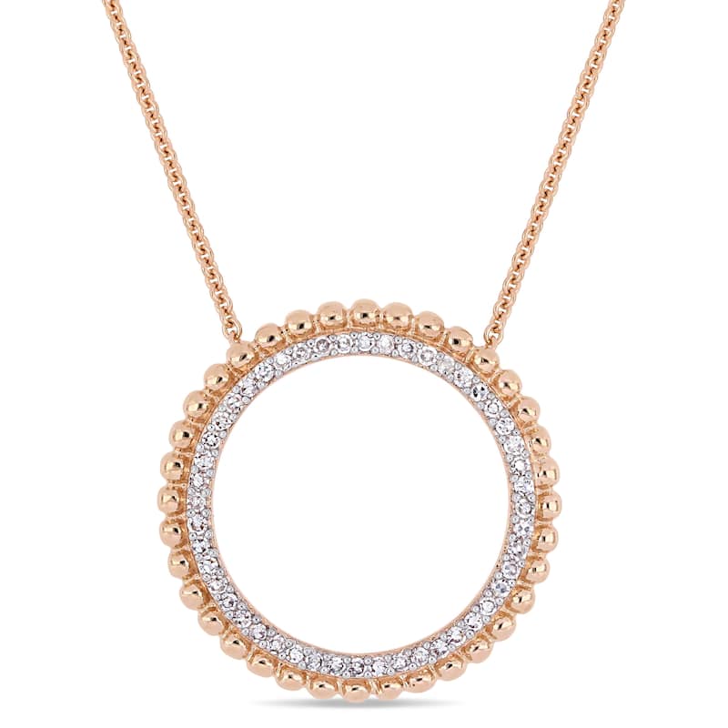 Miadora Signature Collection 14k Rose Gold 1/4ct TDW Diamond Open Ring Halo Necklace