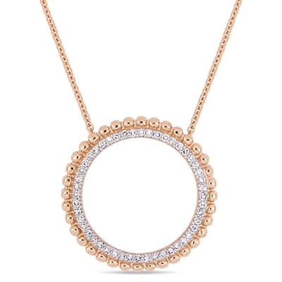 Miadora Signature Collection 14k Rose Gold 1/4ct TDW Diamond Open Ring Halo Necklace