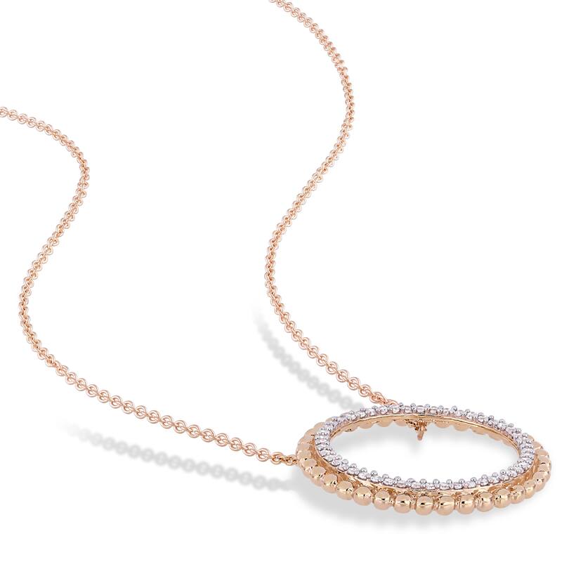 Miadora Signature Collection 14k Rose Gold 1/4ct TDW Diamond Open Ring Halo Necklace