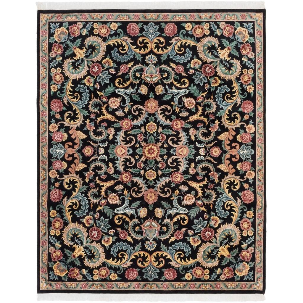 ecarpetgallery Hand-knotted Varanasi Black Wool Rug (8'1 x 10'0)