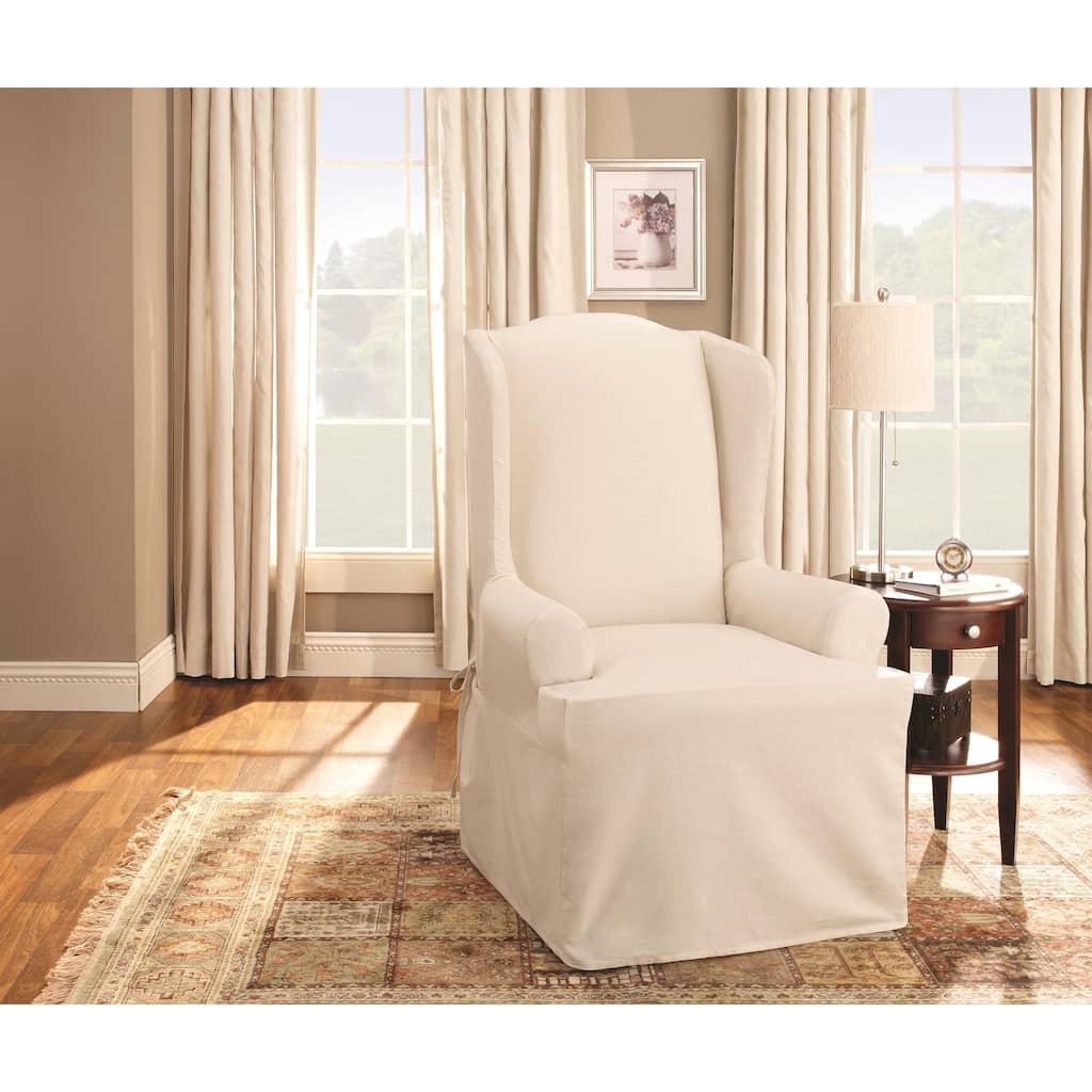 Sure Fit Cotton Duck Wing Chair Slipcover