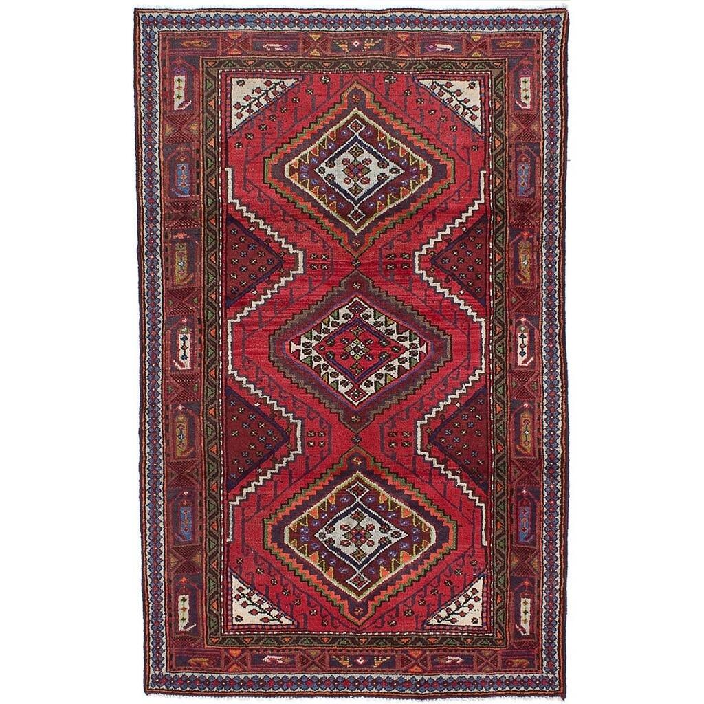 Ecarpetgallery Hand-knotted Persian Darjazin Red Wool Rug (4'1 x 6'7)
