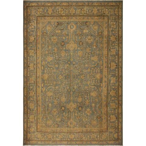 Vintage Distressed Overdyed Lester Lt. Blue/Tan Wool Rug (9'4 x 12'4) - 9 ft. 4 in. x 12 ft. 4 in. - 9 ft. 4 in. x 12 ft. 4 in.