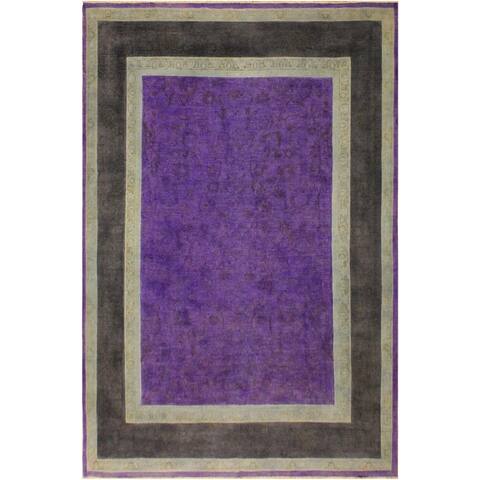 Overdyed Peshawar Kathalee Purple/Charcoal Area Rug (7'8 x 9'8) - 7 ft. 8 in. x 9 ft. 8 in. - 7 ft. 8 in. x 9 ft. 8 in.