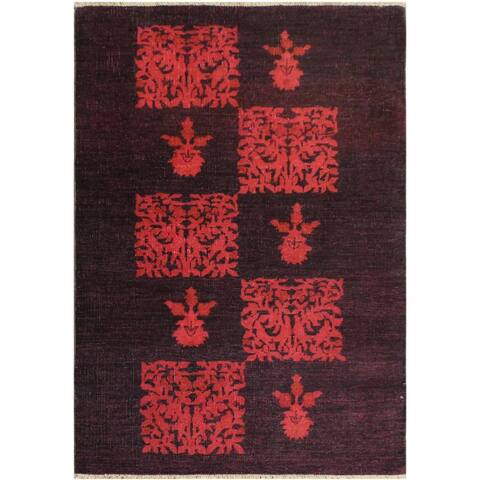 Overdyed Peshawar Grant Purple/Pink Area Rug (3'4 x 4'10) - 3 ft. 4 in. x 4 ft. 10 in. - 3 ft. 4 in. x 4 ft. 10 in.