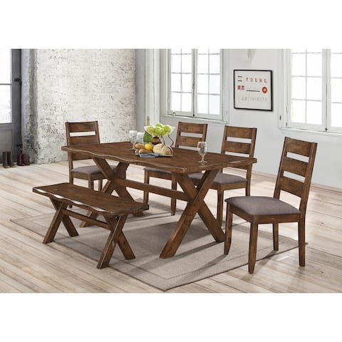 Rustic Kitchen Dining Room Sets Online At Our Best Alston Rustic 6 Piece Trestle Dining Set With Bench