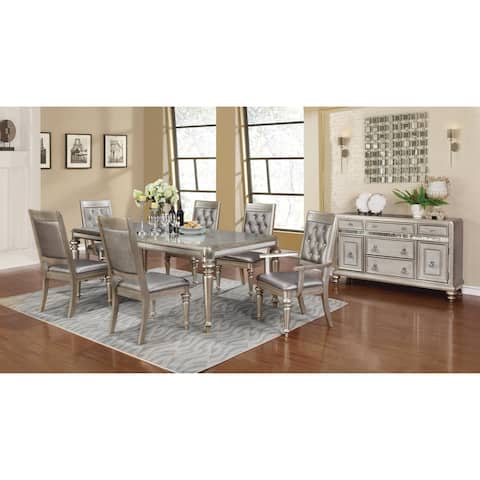 Metallic Platinum 5-piece Dining Set with Rectangular Extension Leaf