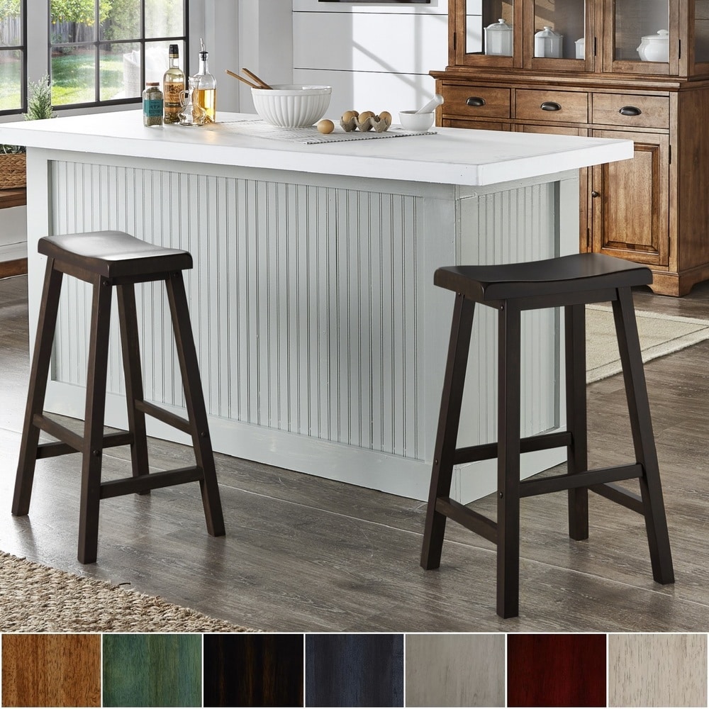 iNSPIRE Q Classic Salvador II Saddle Seat Backless Bar Stools (Set of 2)