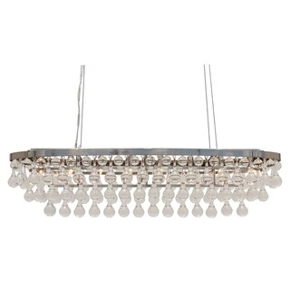 Celeste Oval Glass Drop Crystal Chandelier - N/A (Brushed Nickel) - Chandeliers For Bedrooms by Overstock.com