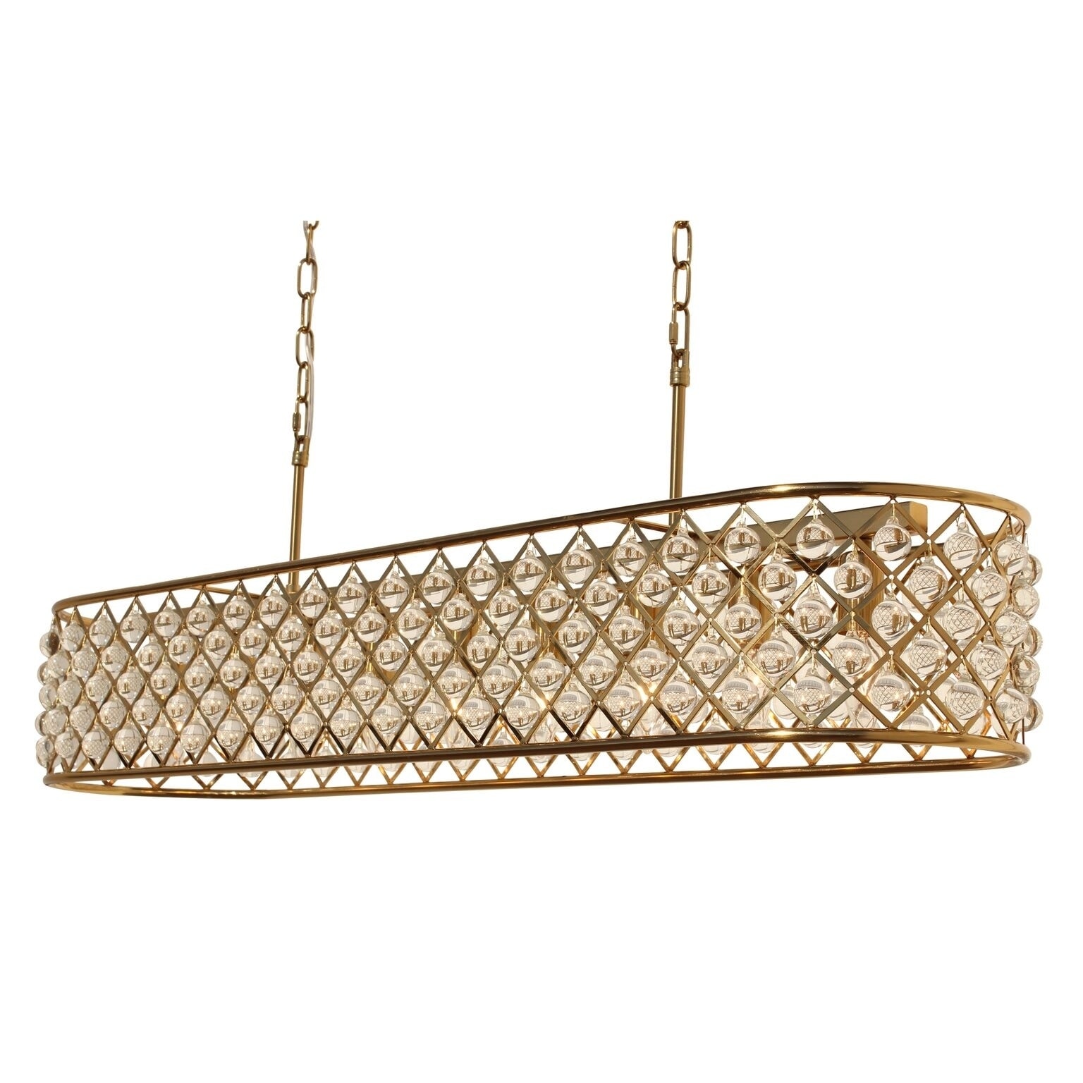 Cassiel 40 Inch Rectangular Crystal Chandelier, Brass Finish - N/A - Chandeliers For Bedrooms by Overstock.com