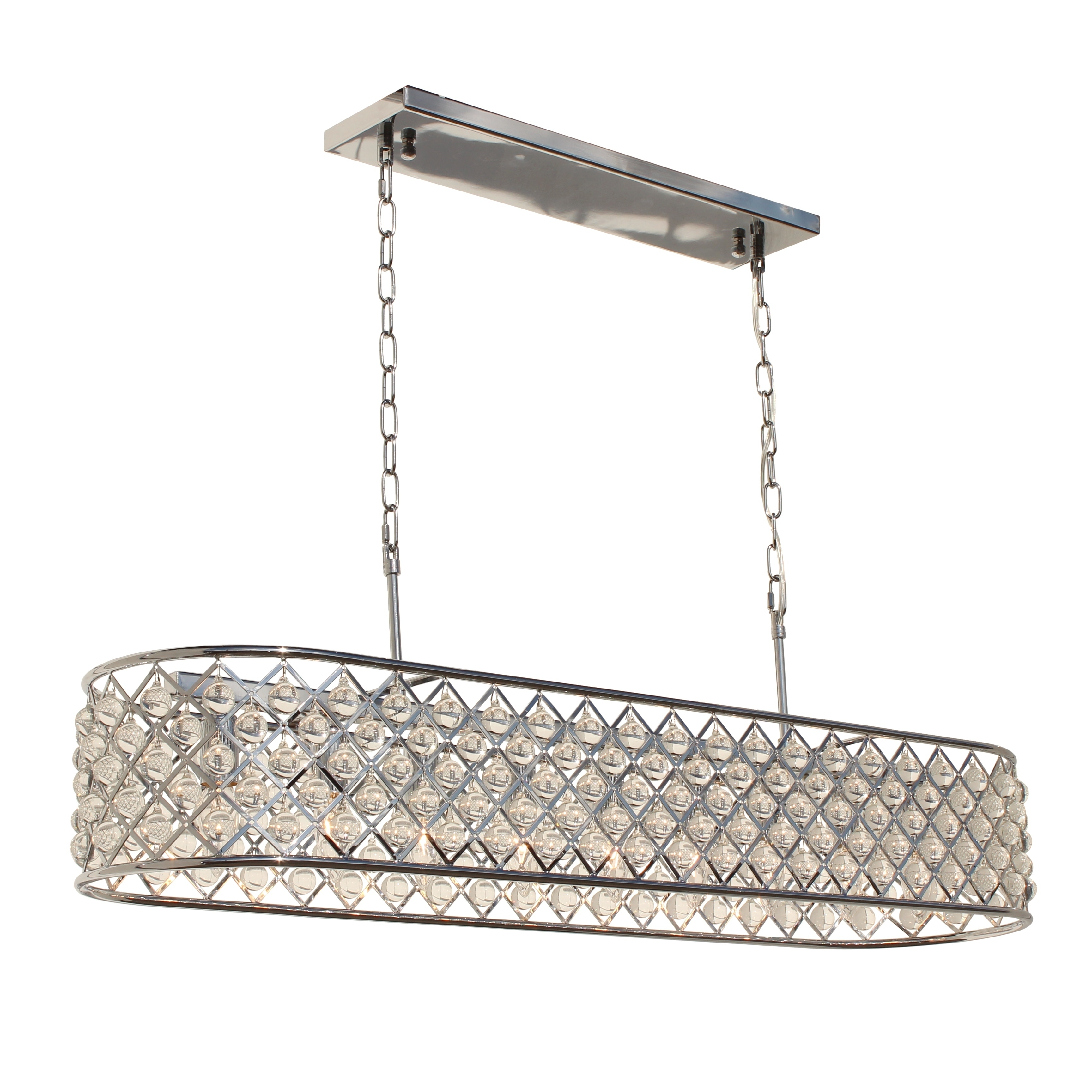 Cassiel 40 Inch Rectangular Crystal Chandelier, Chrome Finish - N/A - Chandeliers For Bedrooms by Overstock.com