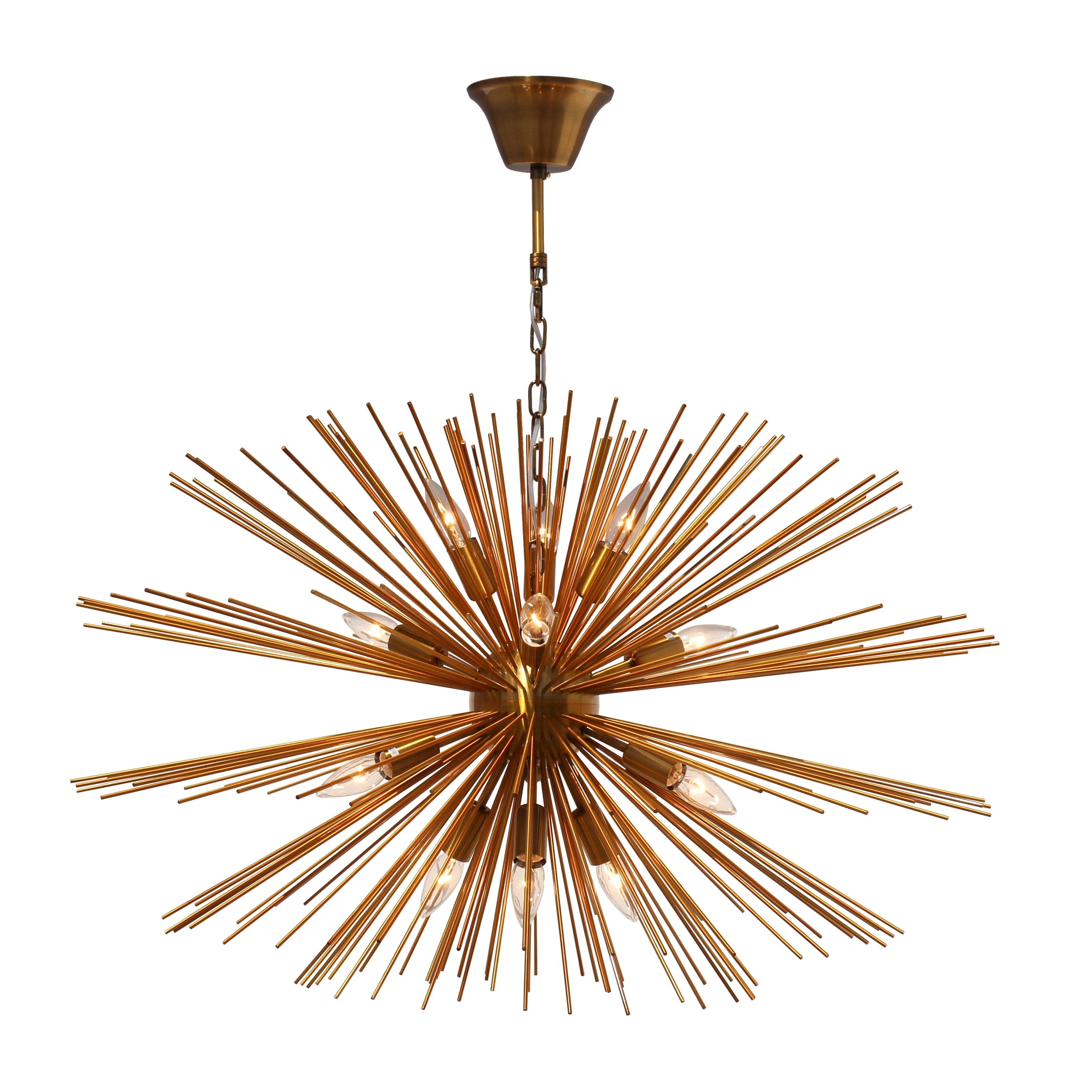 Sunburst 12 Light Brass Chandelier Large - Chandeliers For Bedrooms by Overstock.com