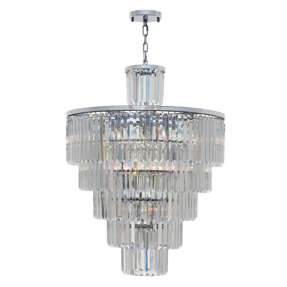 D'Angelo 13 Light 6 Tier Clear Glass Crystal Prism Chandelier, Chrome - N/A - Chandeliers For Bedrooms by Overstock.com