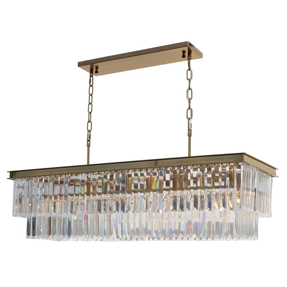 D'Angelo 40 Inch Clear Glass Crystal Prism Chandelier, Brass Finish - N/A - Chandeliers For Bedrooms by Overstock.com