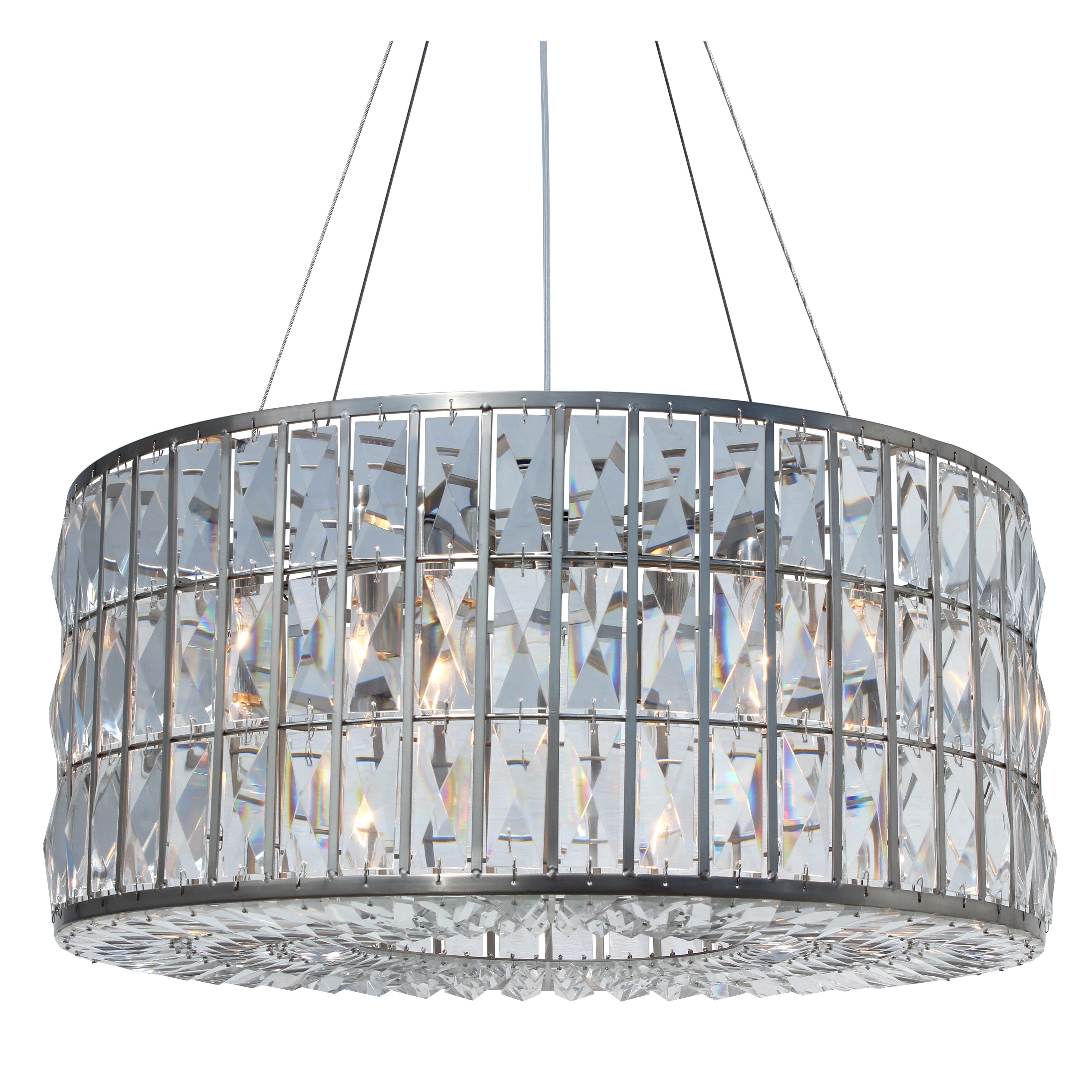The Monroe Round Clear Crystal Chandelier, Brushed Nickel Finish - N/A - Chandeliers For Bedrooms by Overstock.com
