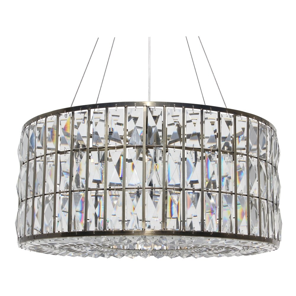 Lightupmyhome D'Angelo 12 Light Round Glass Crystal Chandelier, Clear Glass Lightupmyhome D'Angelo 12 Light Round Glass Crystal Chandelier, Clear Glass