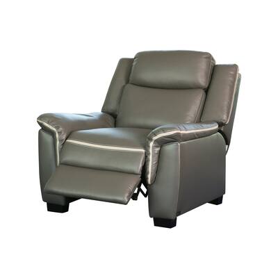 Abbyson Stoneridge Grey Leather Power Chair                                                                  