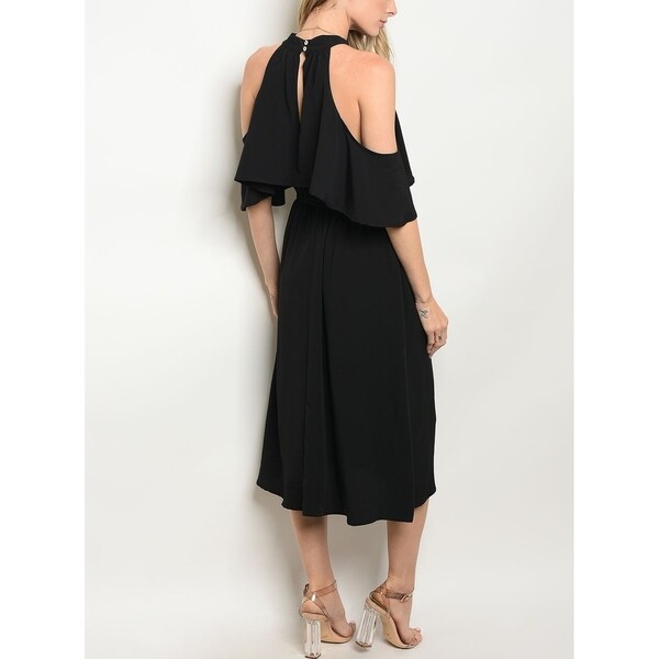 cold shoulder halter dress