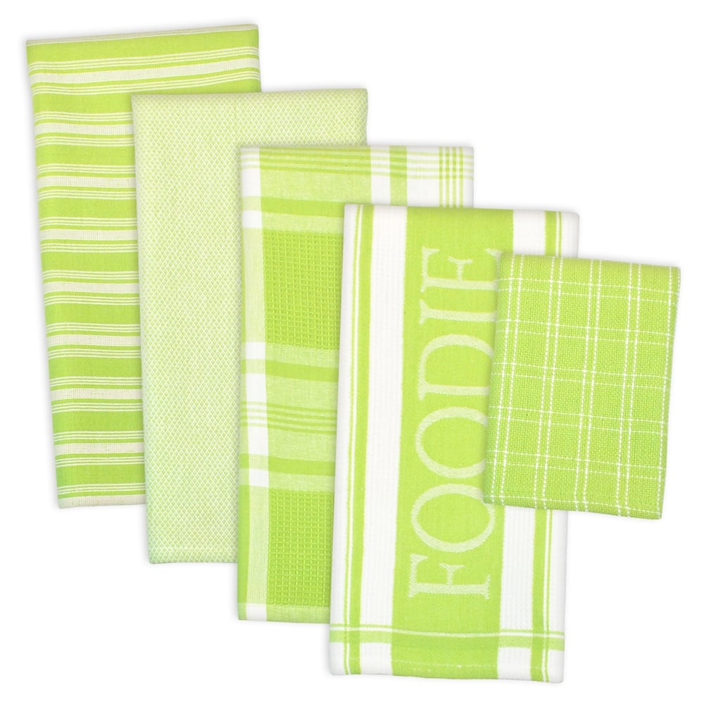Design Imports Assorted Foodie Dishtowel & Dishcloth Set of 5 (DT: 28 inch long x 18 inch wide; DC: 13 inch long x 13 inch wide)