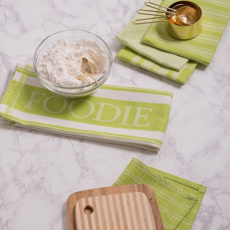 Design Imports Assorted Foodie Dishtowel & Dishcloth Set of 5 (DT: 28 inch long x 18 inch wide; DC: 13 inch long x 13 inch wide)