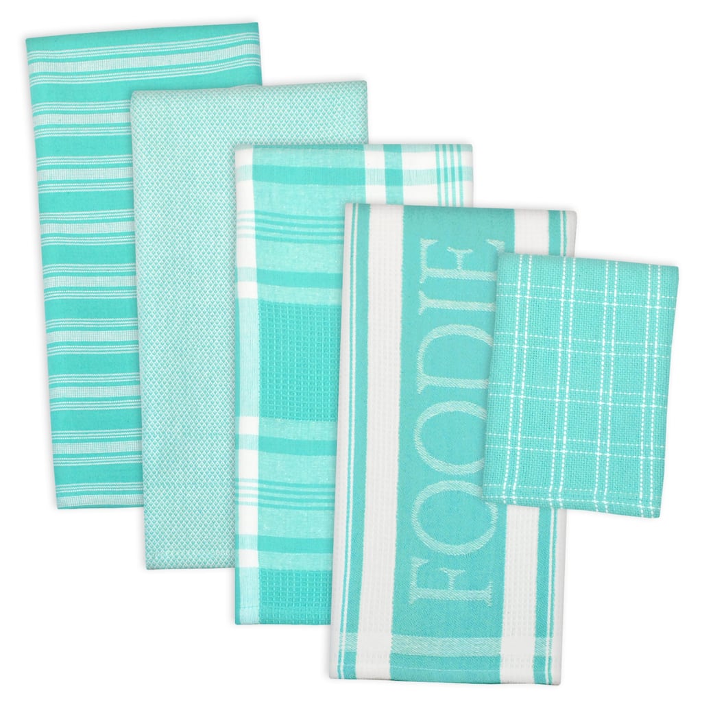 Design Imports Assorted Foodie Dishtowel & Dishcloth Set of 5 (DT: 28 inch long x 18 inch wide; DC: 13 inch long x 13 inch wide)