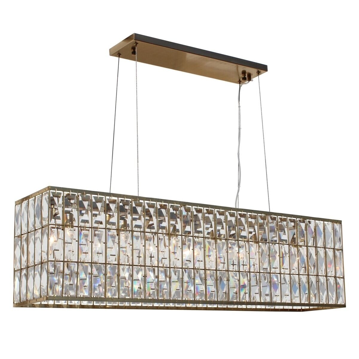 The Monroe Rectangular Clear Crystal Chandelier, Brass Finish - N/A - Chandeliers For Bedrooms by Overstock.com