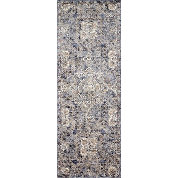 Traditional Blue Moroccan Mosaic Runner Rug - 2'8" x 12' Runner