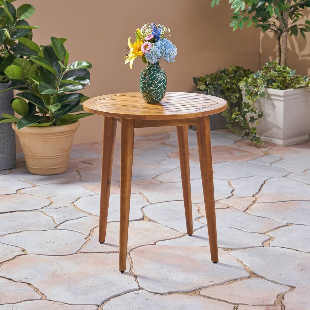Stamford Outdoor Acacia Bistro Table with Straight Legs by Christopher Knight Home