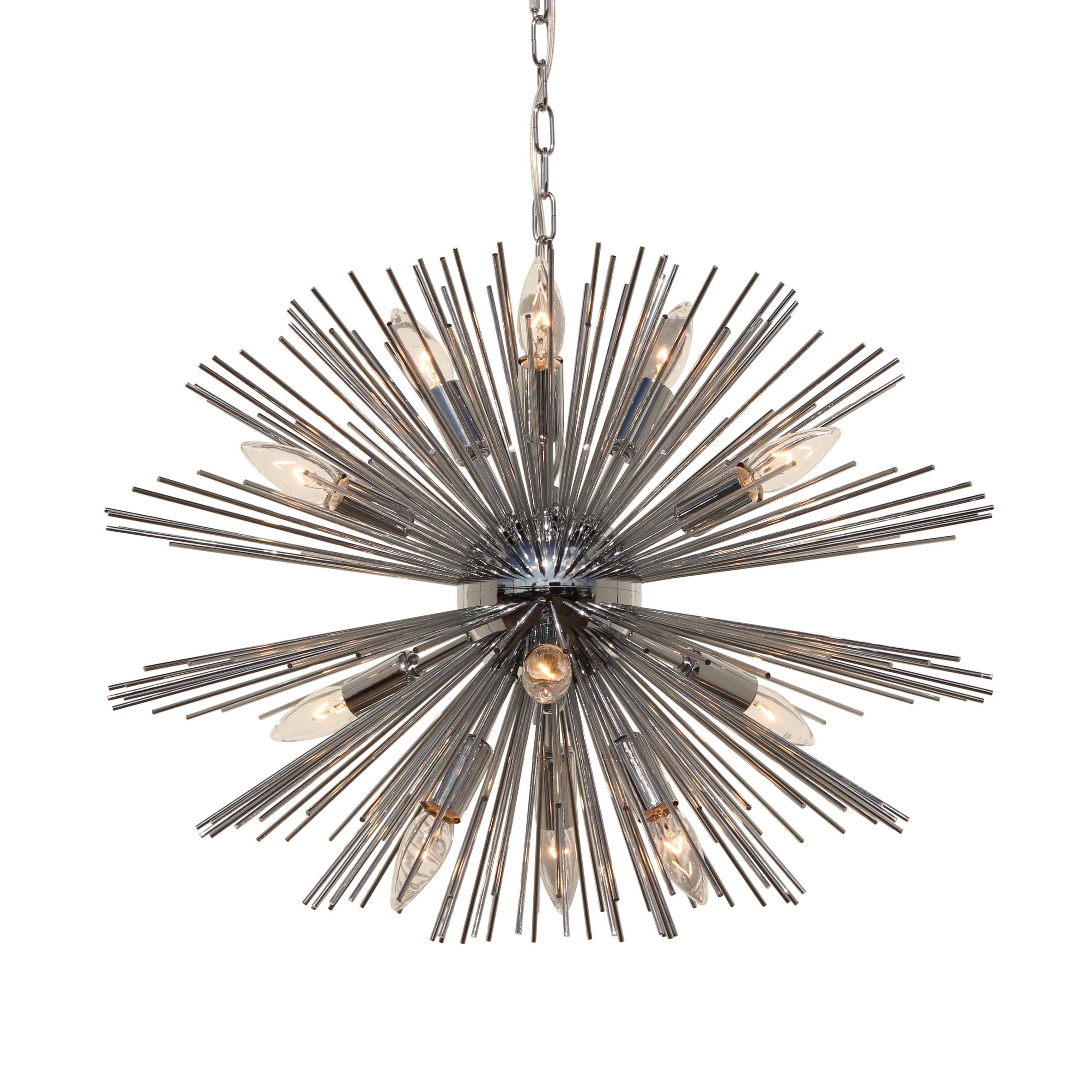 Sunburst 12 Light Chandelier, Chrome Finish - Chandeliers For Bedrooms by Overstock.com