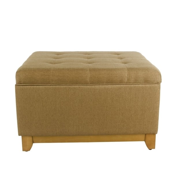 Shop Homepop Oversized Square Storage Ottoman With Wood Apron