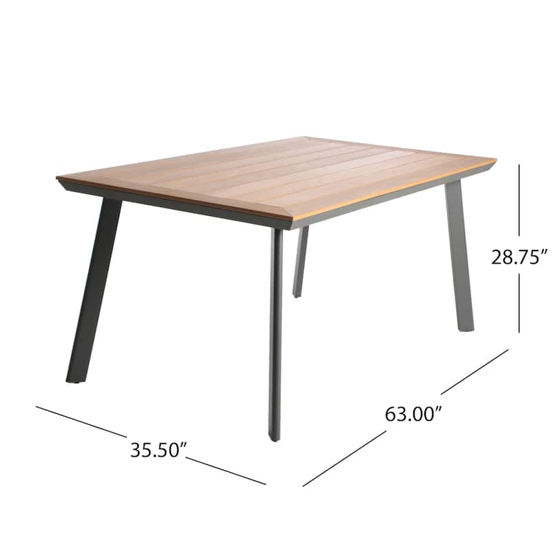 Leeds Outdoor Aluminum and Wood Dining Table by Christopher Knight Home - 63"W x 35.5"D x 28.75"H