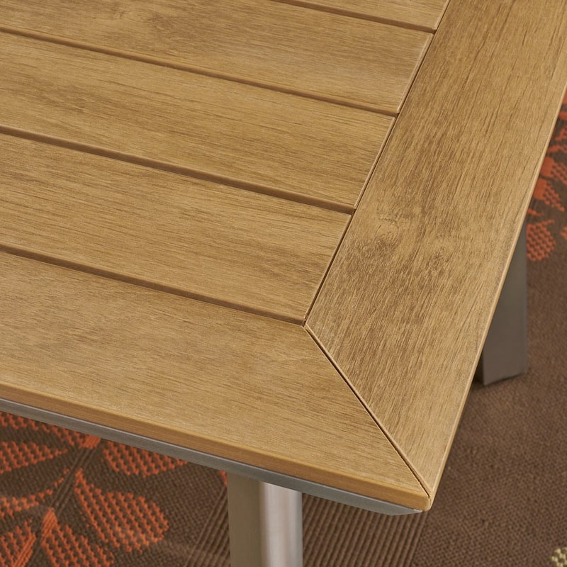 Leeds Outdoor Aluminum and Wood Dining Table by Christopher Knight Home - 63"W x 35.5"D x 28.75"H
