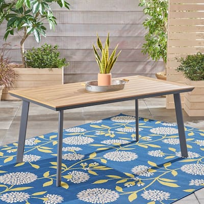 Leeds Outdoor Aluminum and Wood Dining Table by Christopher Knight Home - 63"W x 35.5"D x 28.75"H