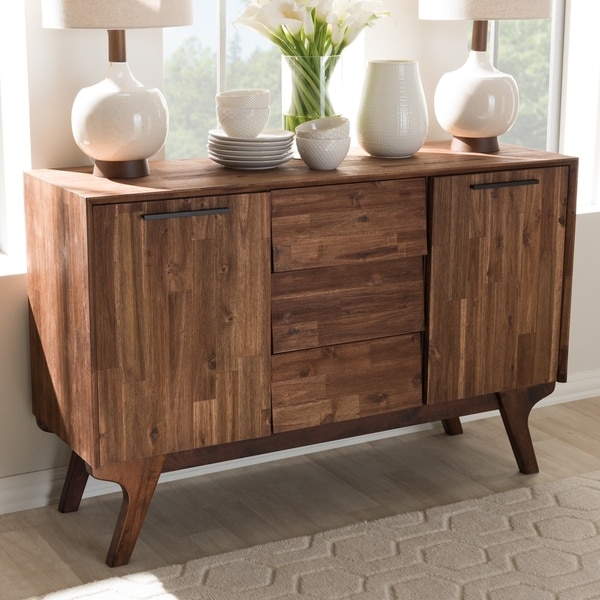 Carson Carrington Vodskov Mid-Century Brown 3-door Sideboard Buffet