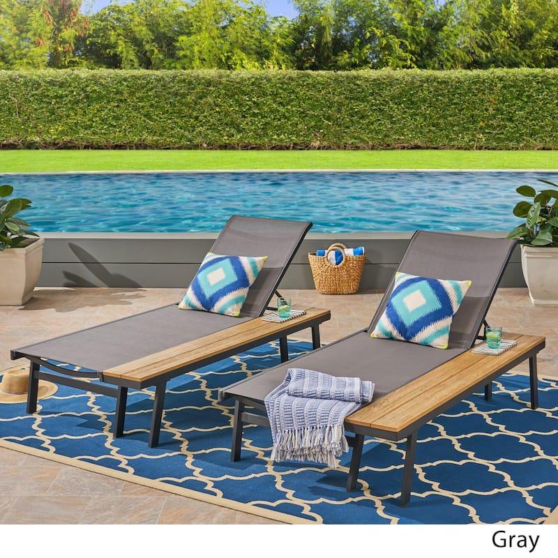 Waterloo Outdoor Chaise Lounge with Side Table (Set of 2) by Christopher Knight Home
