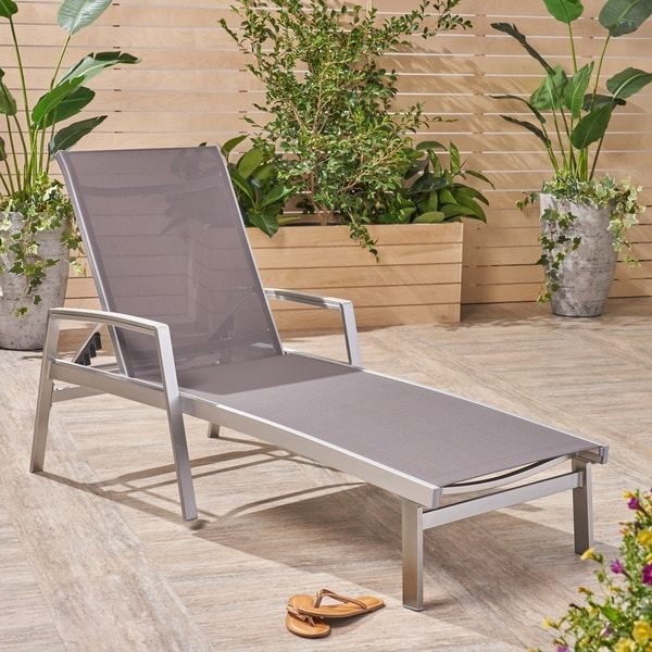 Gray Finish Great Deal Furniture 305554 Joy Outdoor Wicker and Aluminum Chaise Lounge