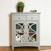 Glitzhome Floor Cabinet with Double Doors and Drawer, Gray