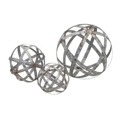 Attractive Set of 3 Demi Galvanized Spheres